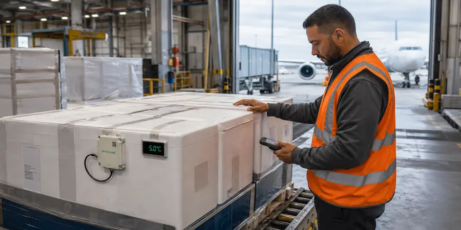 Operação de logística farmacêutica em aeroporto