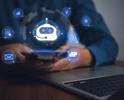 Representação de um paciente interagindo com telefone, WhatsApp e aplicativo de forma integrada, conceito Omnichannel.